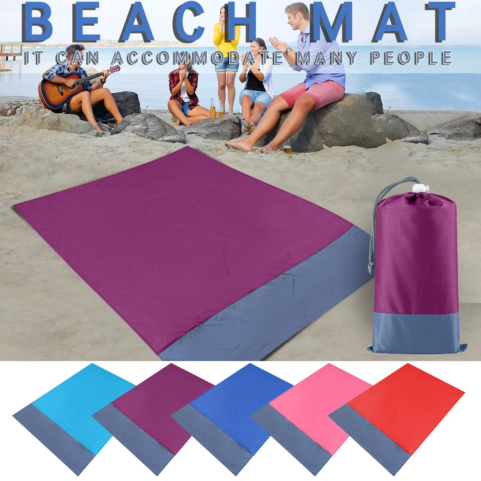 2x2.1m Picnic Blanket Portable Pocket Camping Ground Mat Folding Outdoor Beach Mat Mattress