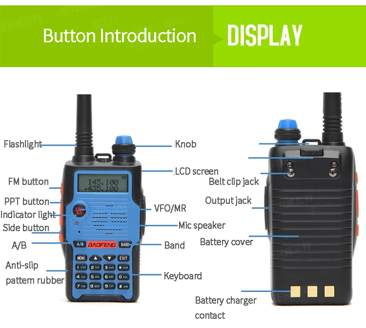 Baofeng UV-5R 5th Generation talkie walkie 136-174/400-520mHZ двухстороннее радио профессиональное fm-радио comunicador 5 цветов 1 шт