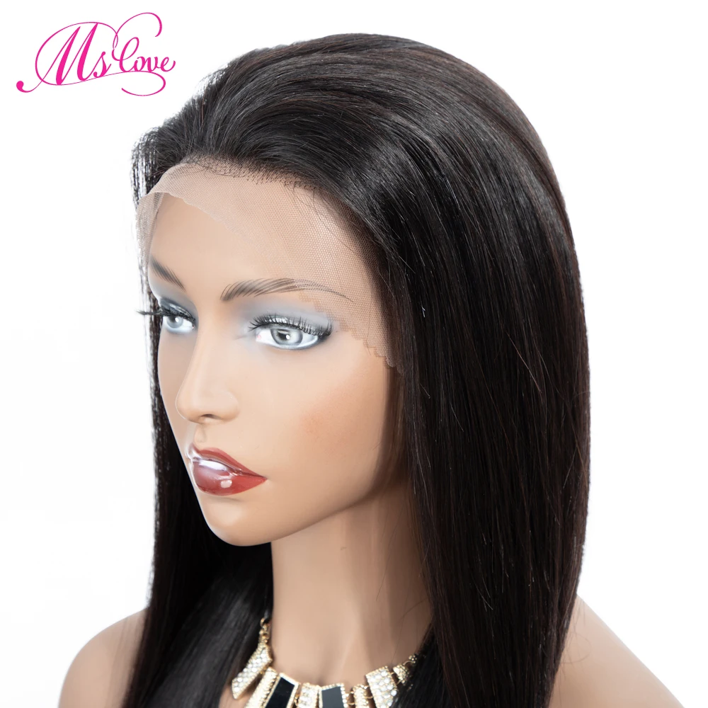 Прямые кружевные передние парики из натуральных волос на кружевной основе бразильские волосы 13X4 кружева передние парики для чернокожих Для женщин предвар Mslove