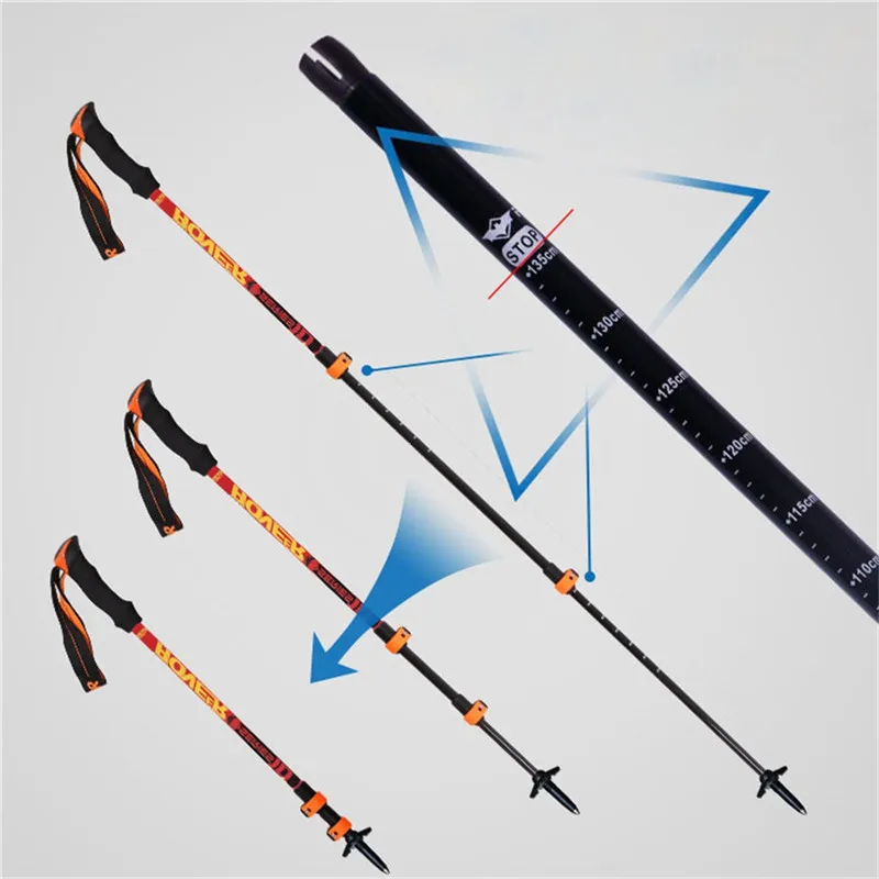 194G Ultra-light Adjustable Camping Hiking Walking Trekking Stick Alpenstock Carbon Fiber Climbing Skiing Trekking Pole 1PC