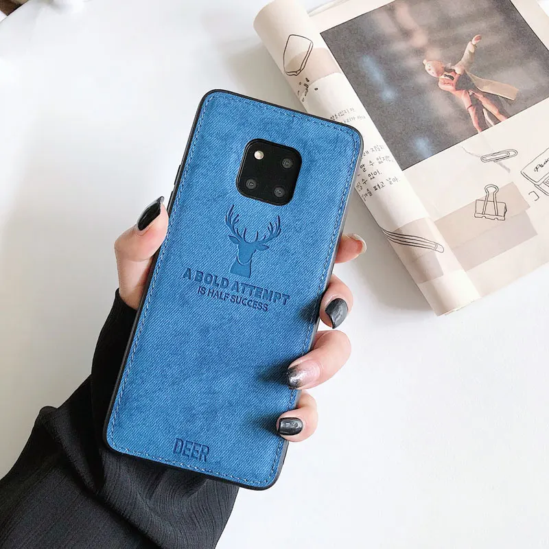 Тканевый чехол с рисунком оленя для huawei Honor V30 Play 3 3E 9X Max 20 Pro Nova 5i P20 Lite P30 Pro Мягкий силиконовый чехол - Цвет: Синий