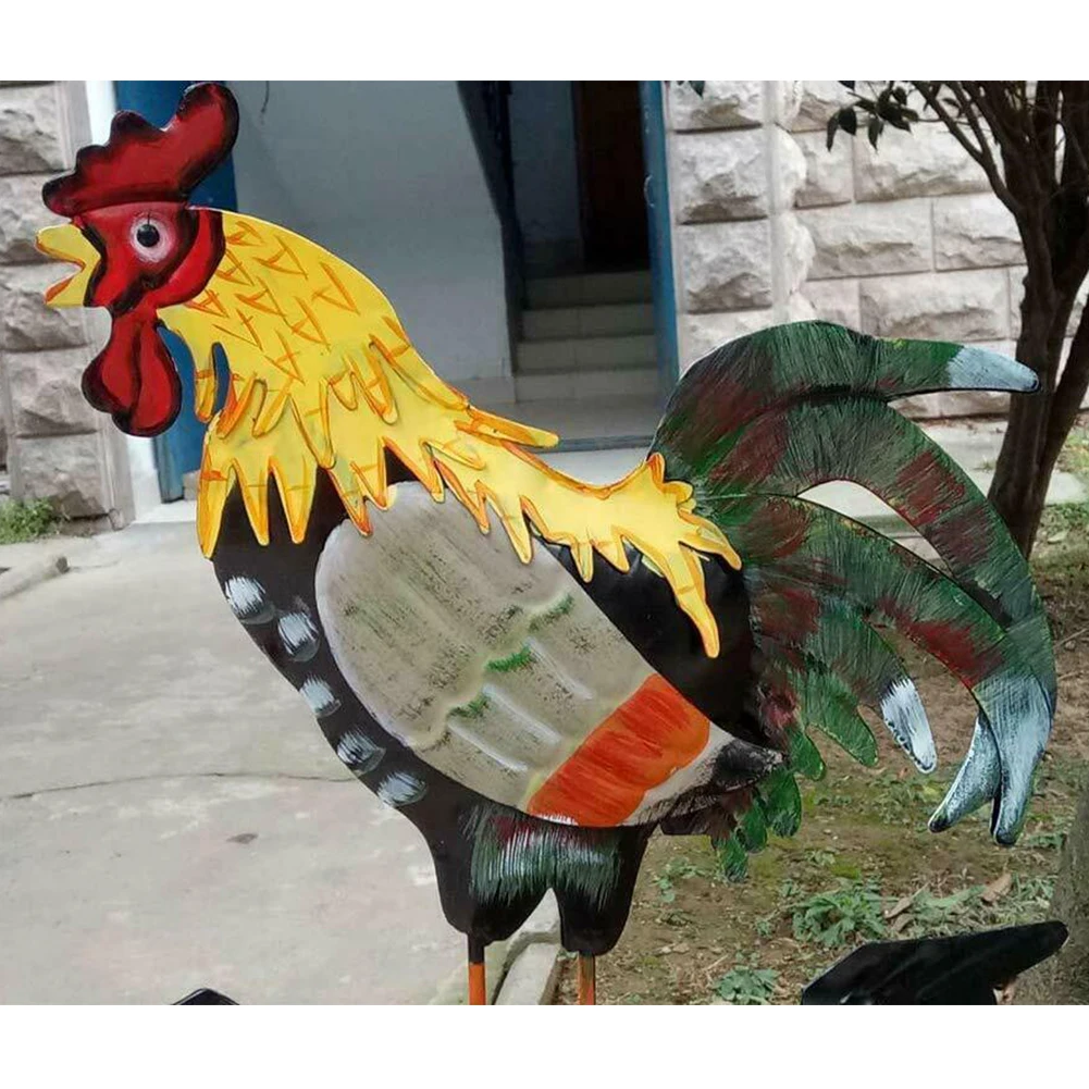 Yard Craft Garden Retro Wind Direction Spinner Rooster Design Easy Use Durable Colorful Iron Structure Weather Vane Professional