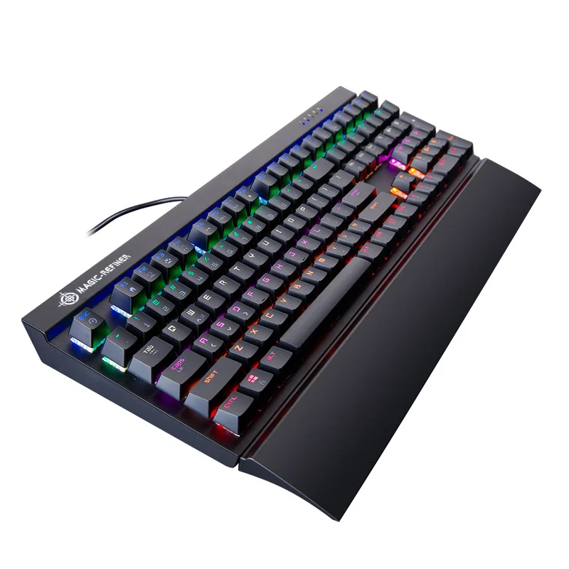 

Magic Refining the MK15 RGB True Mechanical Keyboard Office with Wrist Splint Multimedia Suspension Key Cap Chicken Gaming Keybo
