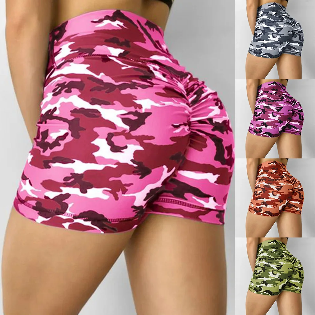

Women High Waist Camouflage Fitness Workout Leggings Bike Shorts Push Up Slim Plus Size Shorts Stretchy Camo Print Sexy Shorts
