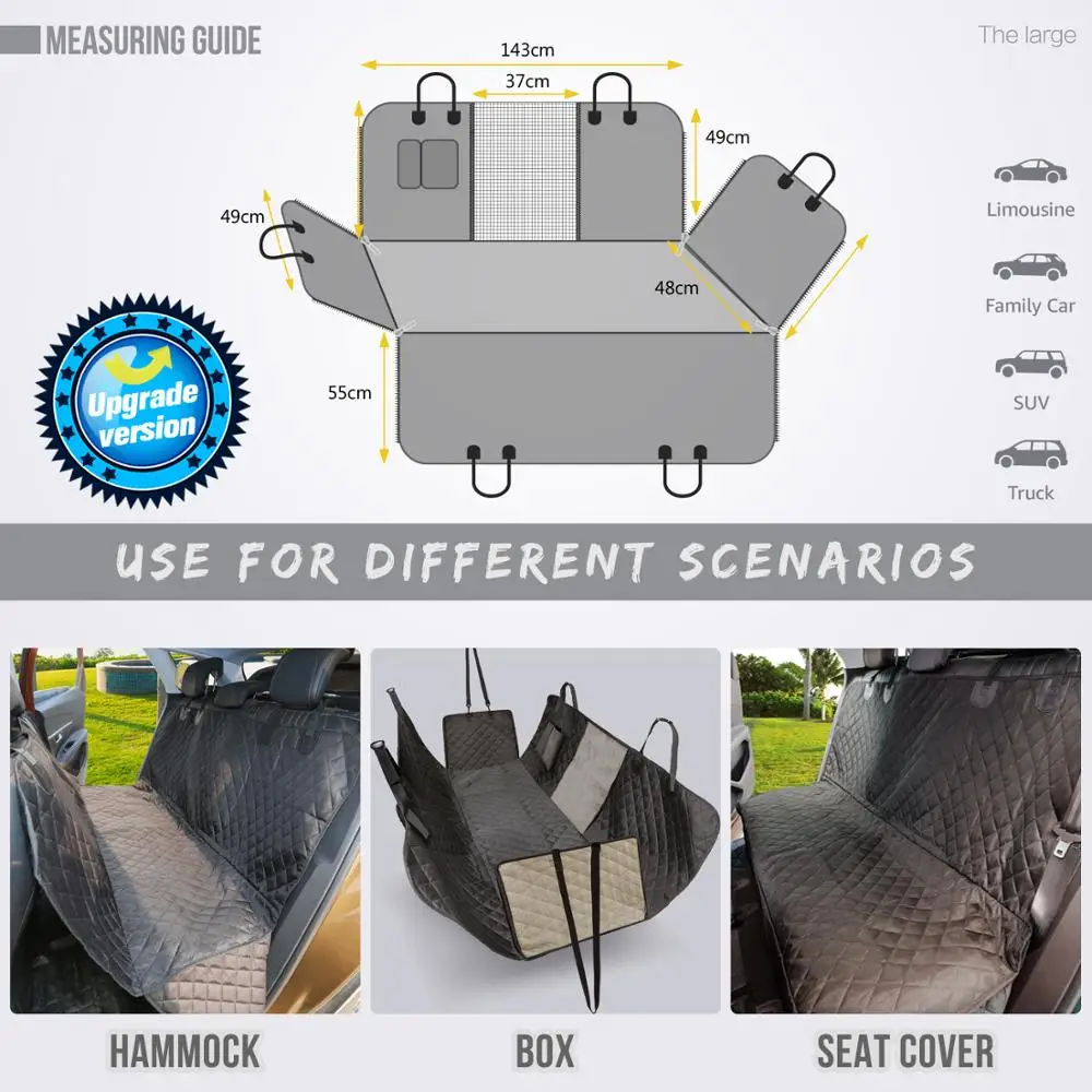 Dog Car Seat Cover For Car Rear Back Seat Waterproof Pet Dog Travel Mat Pet Cat Carrier Hammock Cushion Protector