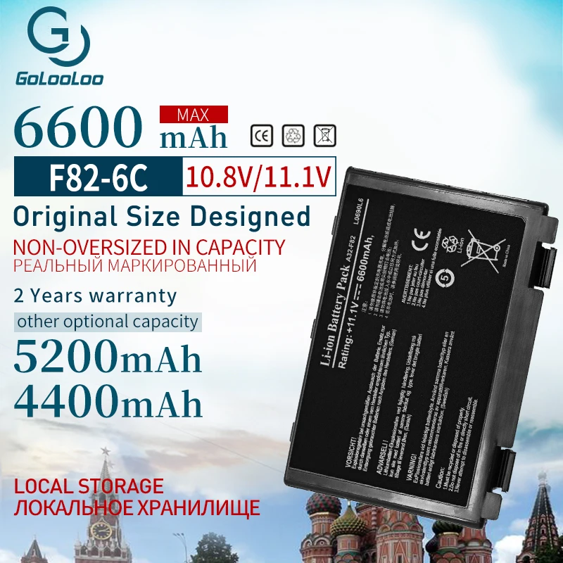 Golooloo 6 ячеек Новый аккумулятор для ноутбука Asus A32-F82 K51AE K40in K50id K50AF K51AC K51AB k50in K40ij K40