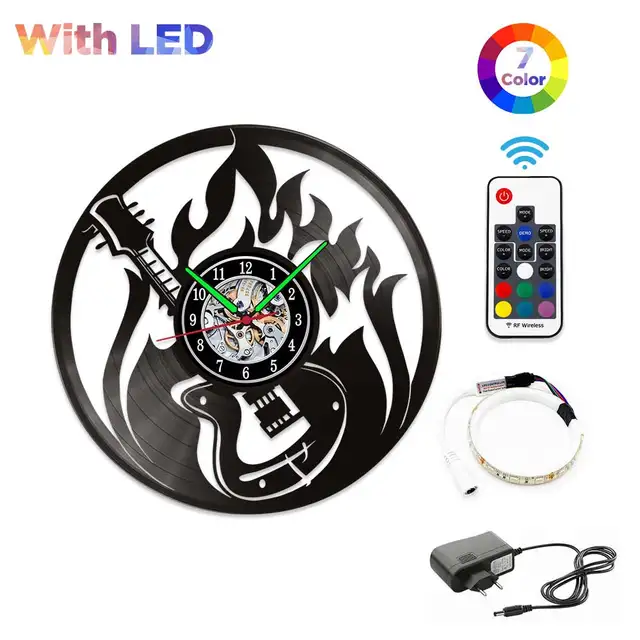 MCDFL Vinyl Record Wall Clock Modern Design Home Living Room Decoration Watch Clocks Object House Minimalist Decor Accessories W834-With LED