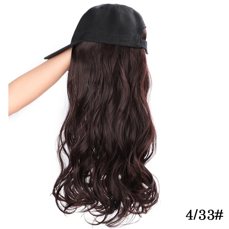Энергичная бейсболка с волосами удлиняющие Синтетические длинные волнистые волосы белые шляпы с прикрепленными волосами для женщин(разноцветные - Цвет: 4-33
