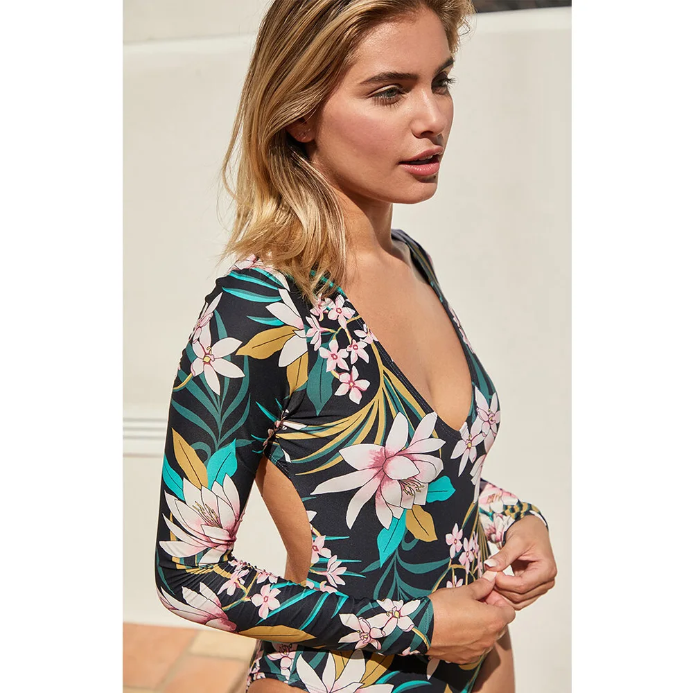 Новинка 2020 купальный костюм Rashguard с длинным рукавом Цельный купальник принтом