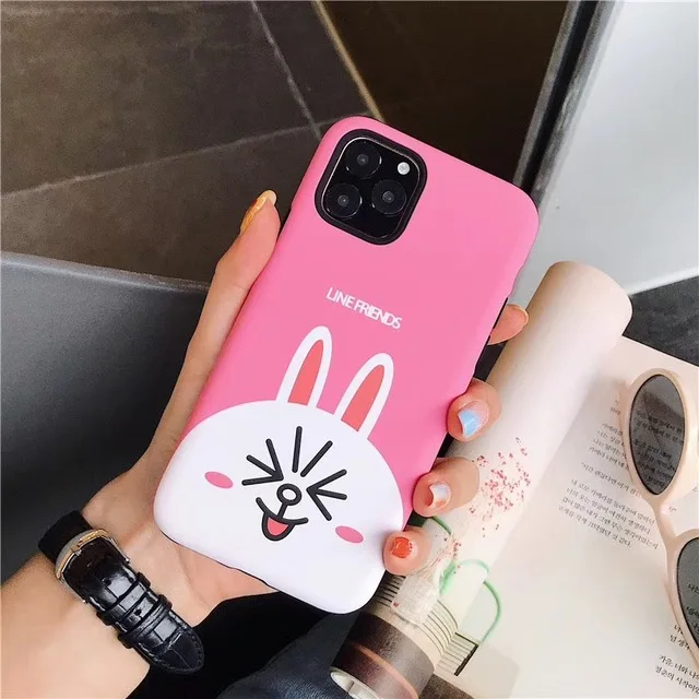 Милый мультяшный медведь Кролик Мягкий силиконовый чехол для iPhone 11 Pro Max противоударный чехол для iPhone 6 6s 7 8 Plus iPhone X XR XS MAX чехол - Цвет: Pink Rabbit