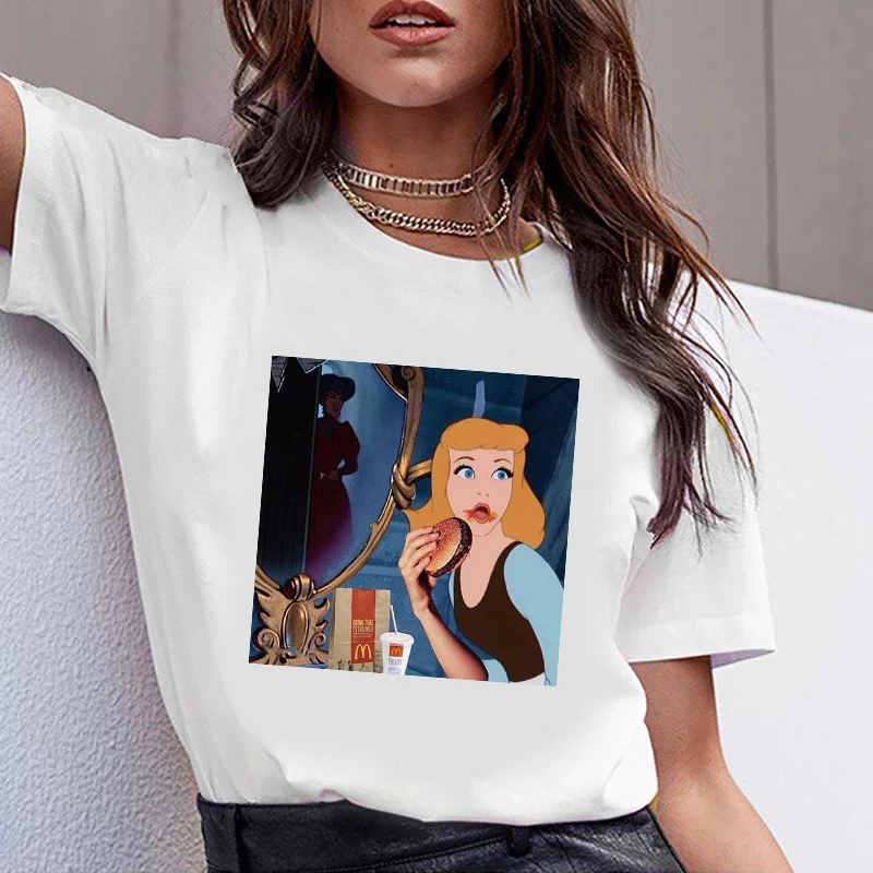 Женская футболка с графикой, лето, принцесса, Vogue, Harajuku, женская футболка, забавные корейские топы, Kawaii, уличная одежда, Camiseta Mujer, футболка