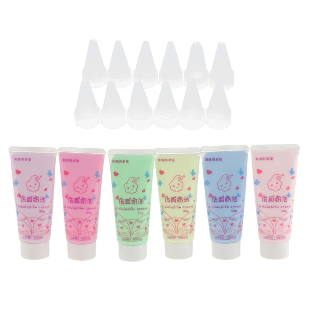 6Pcs/set Faux Simulation Fake Whipped Cream Glue for Phone Case 50g (Assorted 6