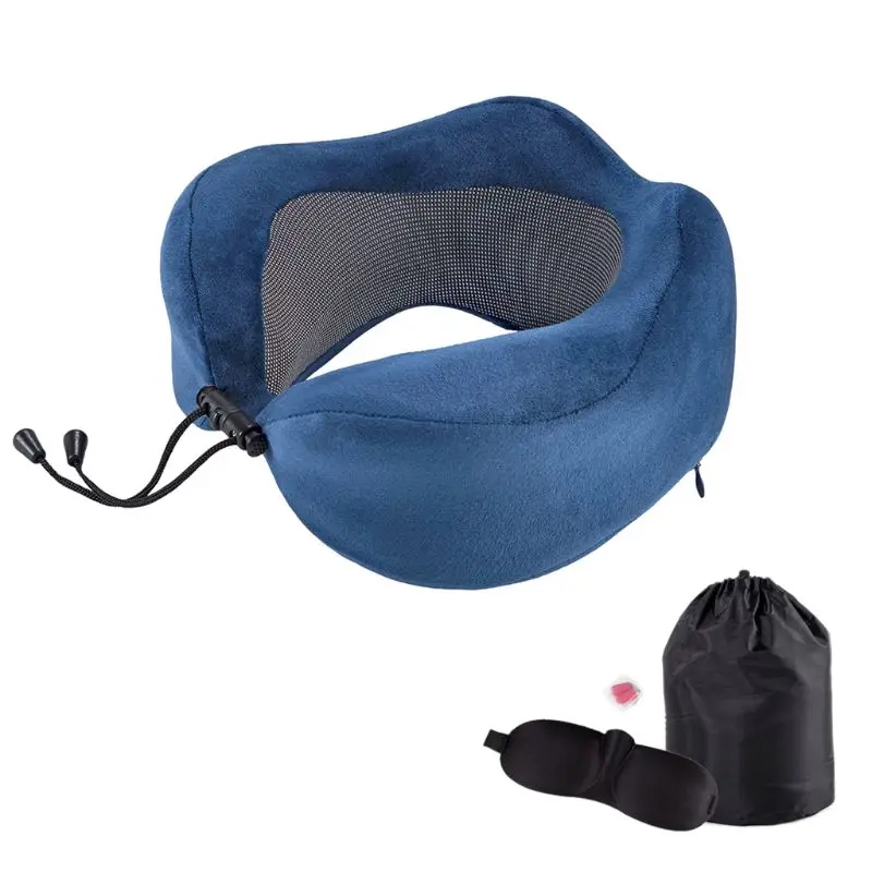 Navy Blue U-образная подушка для путешествий с эффектом памяти, поддержка шеи, медленное восстановление, подушка для головы, для сна - Цвет: Navy Blue