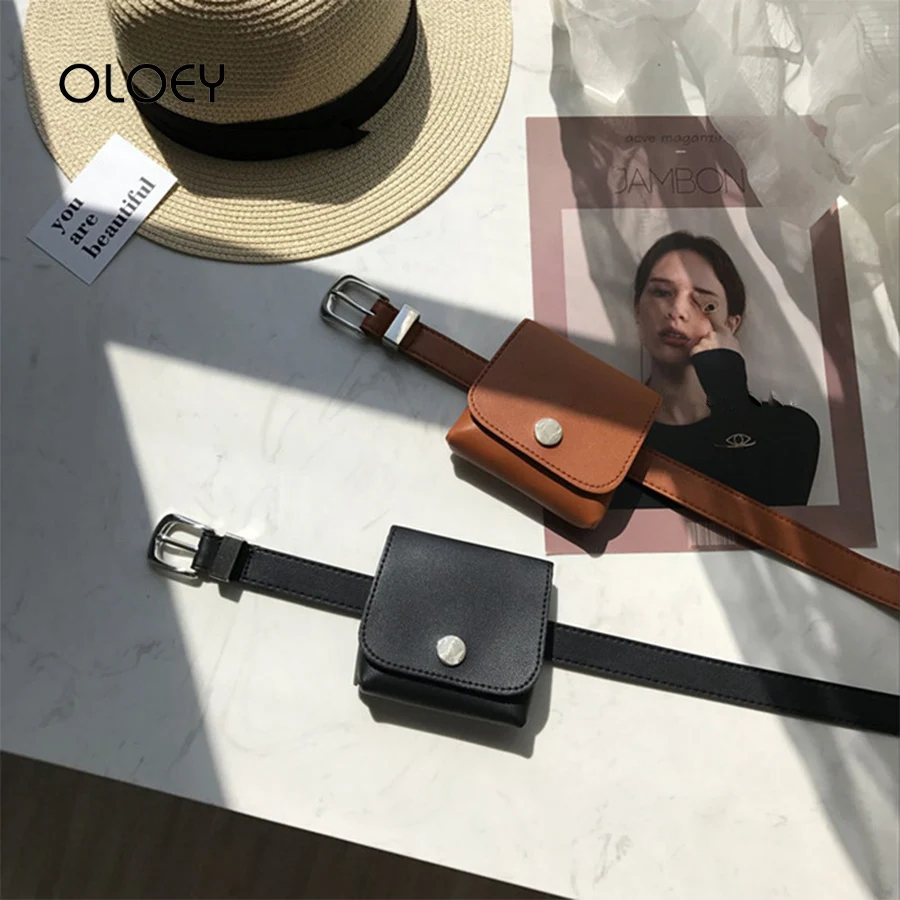 

Fashion Fanny Pack Women Belt Bag Ins Korea PU Leather Waist Bag Women's Pure Ladies Chest Handbag Mini Shoulder Bags sac banana