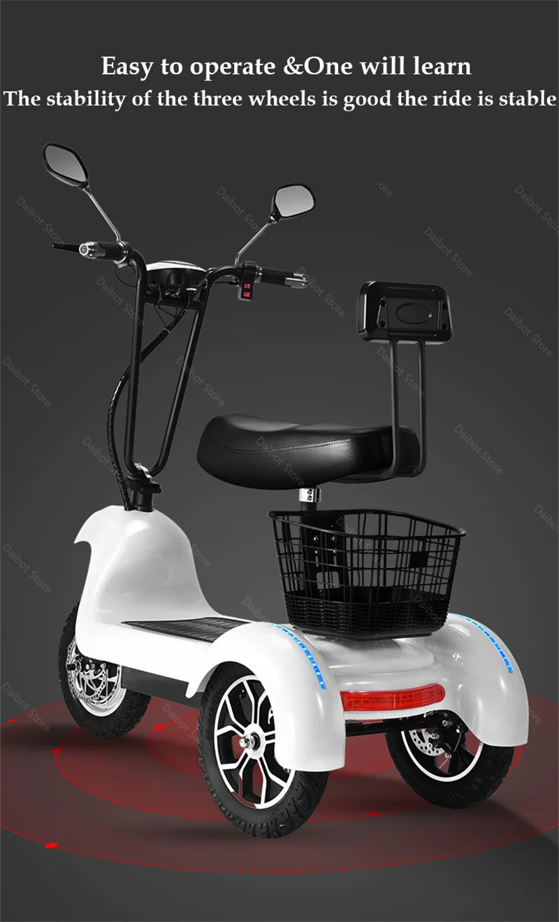 DB Electric Skateboard Scooter Three Wheels Electric Bicycles 12 Inch 500W 48V Range 45KM Electric Scooter Bike For Disabled (32)