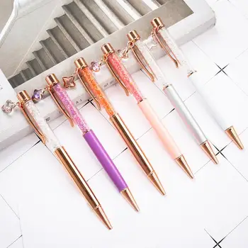 

24 pcs/lot Kawaii Crystal Metal Pendant Ballpoint pen Cute Rotary Ball pens Business pen office School writing supplies