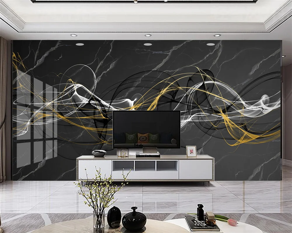 

beibehang Customized modern gray marble pattern abstract lines light luxury smoke TV background wallpaper papier peint