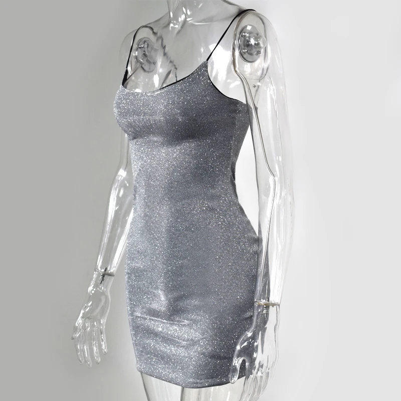 Colysmo Double Layers Sparkle Dresses Woman Party Night Club Sleeveless Elastic Slim Fit Bodycon Dress Black Glitter Sexy Dress