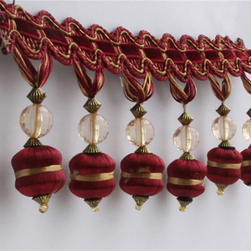 1M Ball Beads String Tassel Trim Ribbon Curtain Decor Fringe Upholstery Cute DIY 