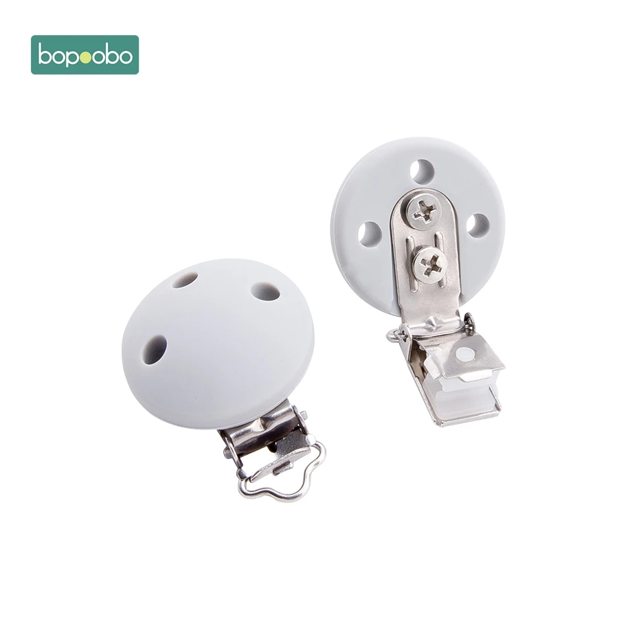 Gray Round Clip Bopoobo 3 шт., силиконовая соска с зажимом, мультяшная деревянная Соска с зажимом, аксессуары для кормления, сделай сам, пустышка с зажимом, цепочка, деревянный Прорезыватель для зубов - Цвет: Gray Round Clip