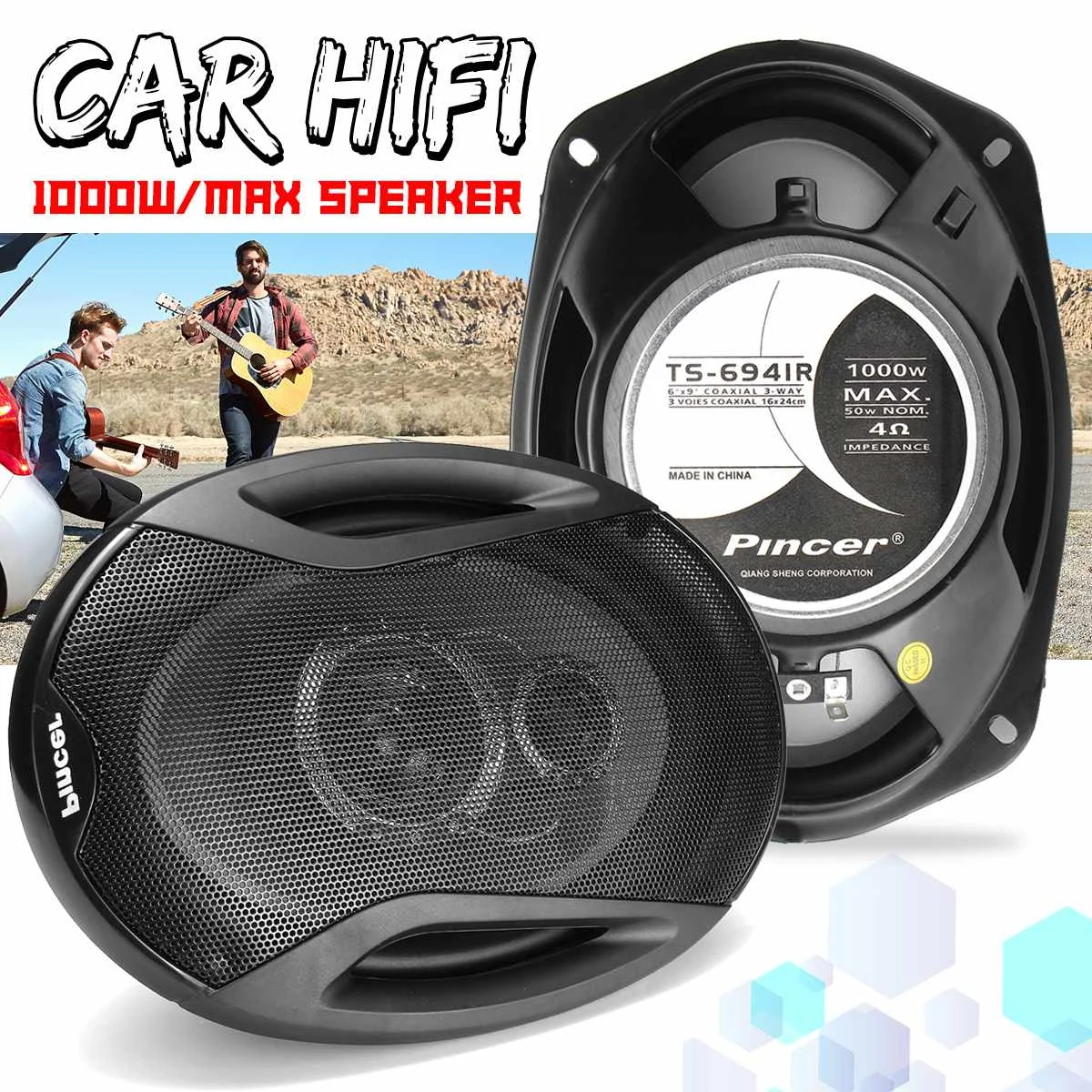 

2 Pcs 12V 1000W 6.9 Inch Car Speaker 2 Way HIFI Audio Car Music Stereo Coaxial Subwoofer Tweeter Stereo Surround Audio Speaker