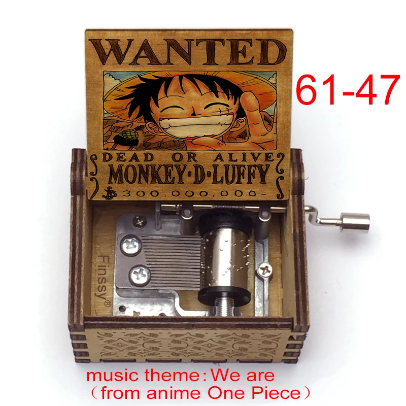 Music Theme We Are One Piece Lufffy Shanks Hancock Zoro Ace Wanted Print Cosplay Anime Fans Gift Wooden Hand Music Box Gift Music Boxes Aliexpress