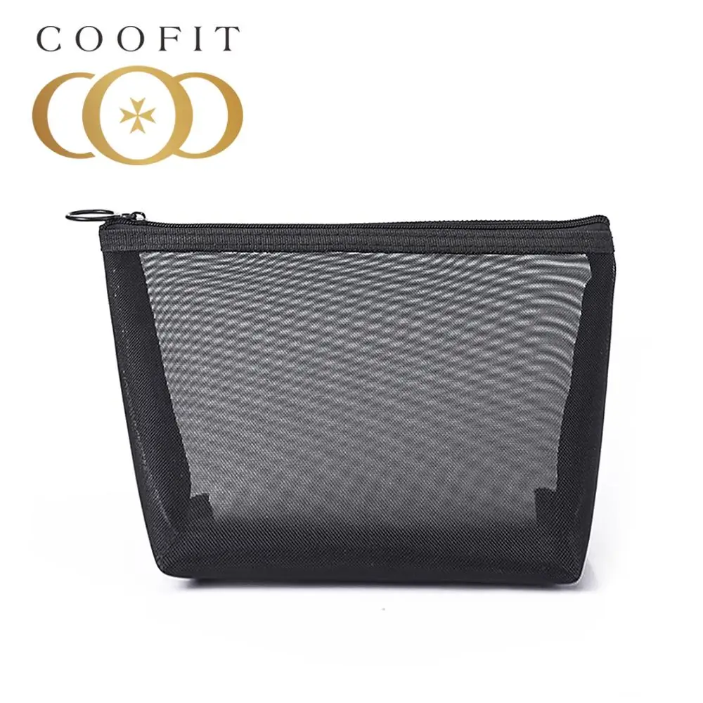 

coofit 1pc Toiletry Bag Fashion Black Mesh Multi-Purpose Cosmetic Bag Toiletry Pouch Makeup Pouch For Women Girls Makeup Bags