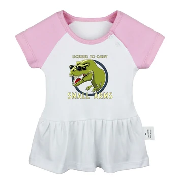 

Funny T Rex Licensed To Carry Small Arms Cute T-Rex Dinosaur Design Newborn Baby Girls Dresses Toddler Infant Cotton Clothes