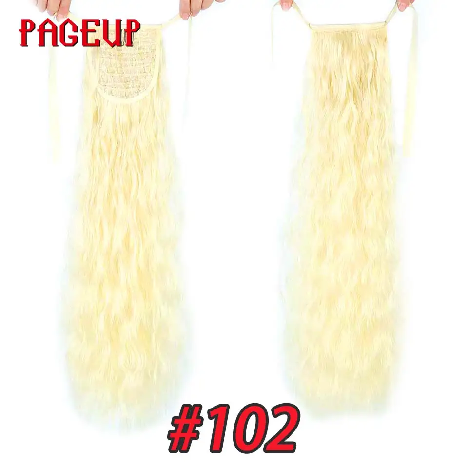 Pageup длинные афро кудрявые шнурки конский хвост Синтетический шиньон конский хвост волос кусок для женщин поддельные булочки клип в наращивание волос - Цвет: 102