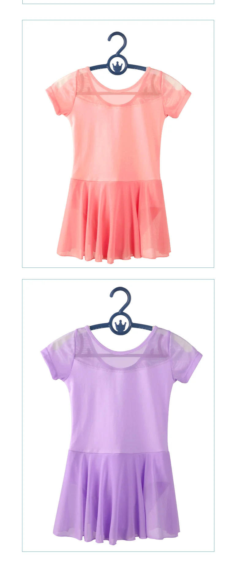 Kinder Mädchen Ballett Kleid Gymnastik Trikots Mesh Splice Kurzarm Ballett Trikots Dance Kostüme Weiche Ballett Tanz Body – Detail 15
