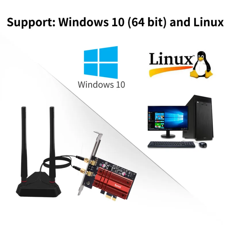 Fenvi Wi-Fi 6E Intel AX210 3000Mbps PCIe Wireless Network Wi-Fi Wlan Adapter 2.4G/5G/6Ghz 802.11AX Bluetooth 5.2 Card Windows 10 best usb wifi adapter