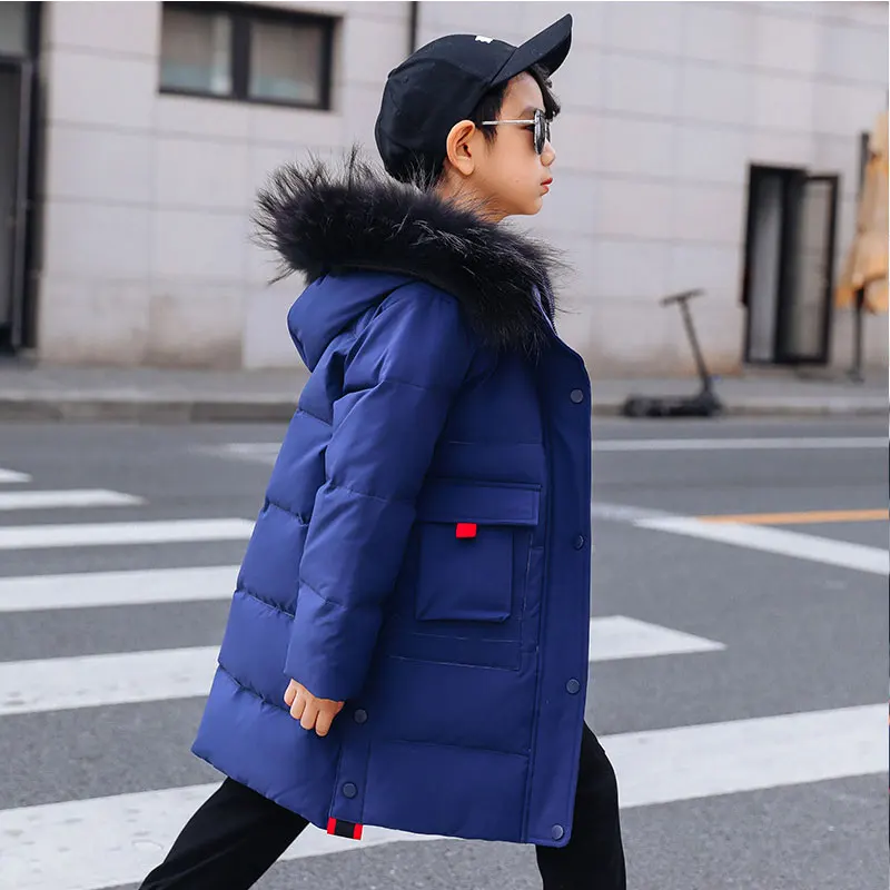

Winter Down Jacket Boy Children's Down Jacket Boys In The Long Section New Winter Clothing Big Children White Duck Down Thick