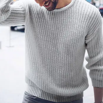 

Envío gratis！2019 Casual cuello redondo suéter de algodón delgado suéter de color sólido para hombres suéter hombres
