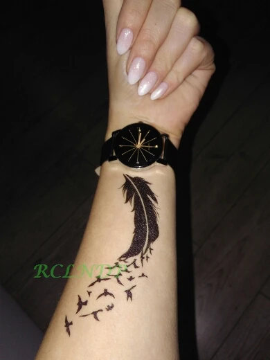 Fake Tattoos Temporary-Tattoo-Sticker Flash-Tatoo Bird Henna Mandala Body-Art Waterproof
