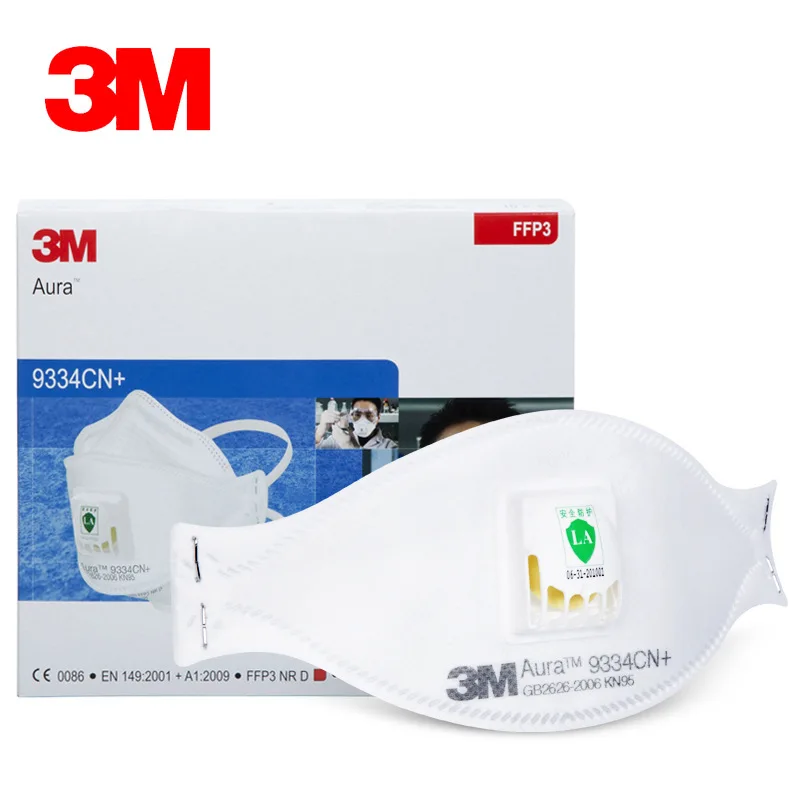 

3M 9334 FFP3 10PCS/Box Noish Protective N95 Fish mask Dust Mask Anti-PM 3 Sanitary Working Respirator Valve Filter Structure