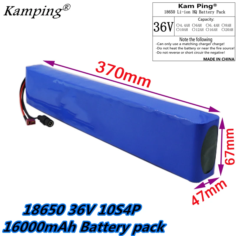 2019New 36V батарея 10S4P 16Ah 42V 18650 комплект литий ионных батарей Аккумулятор для