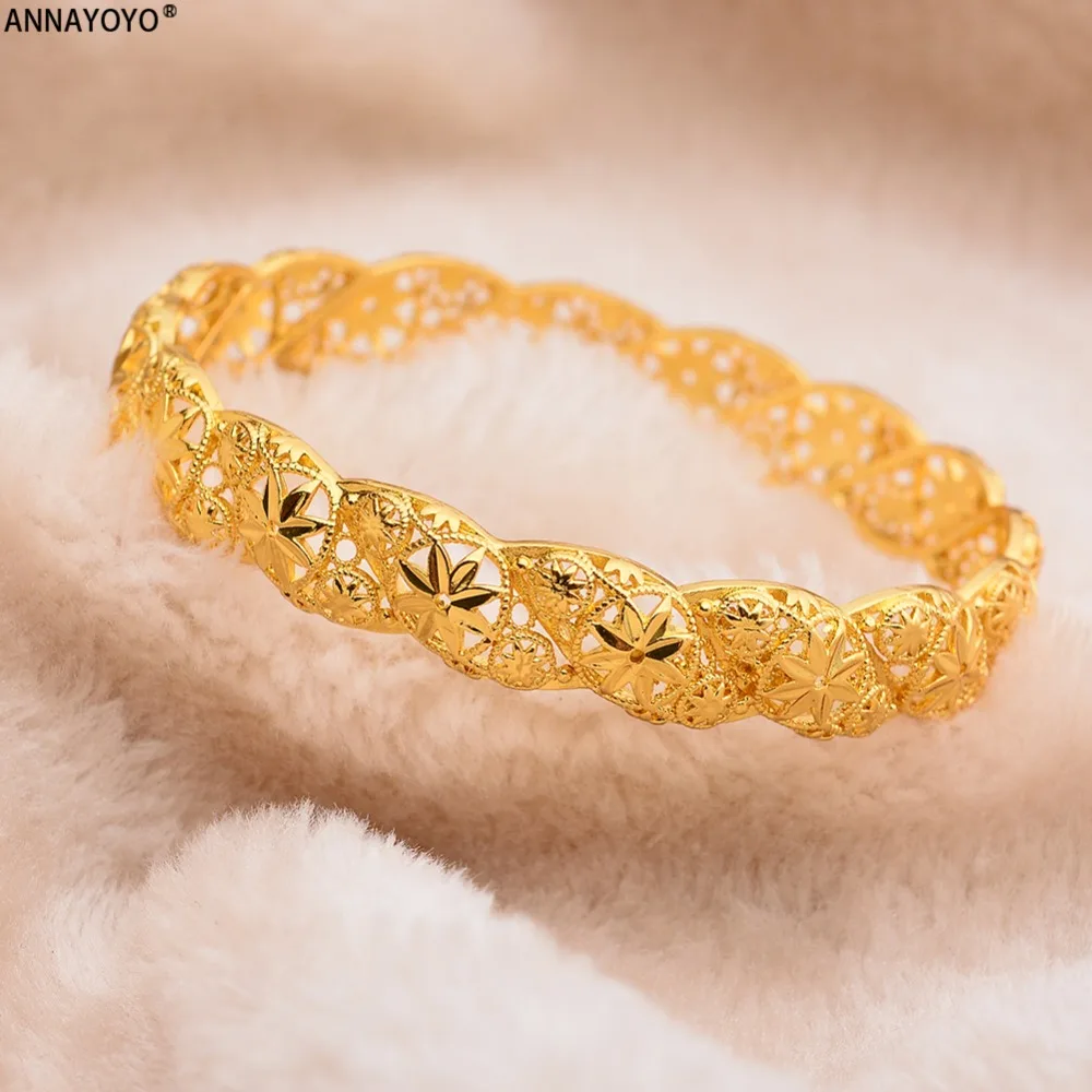 Annayoyo золотые браслеты Дубая для женщин и мужчин 1 шт. Золотые женские браслеты в Африканском и европейском стиле для мужчин и девочек украшения-браслеты подарки