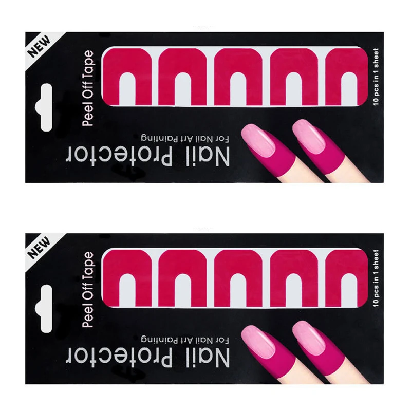 

2 Sheets Creative U-shape Spill-proof Nail Polish Varnish Protector For nail Art Painting Anti-nail Polish Overflow Nail Tool