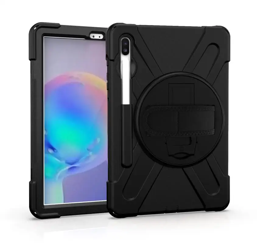 Чехол для планшета для Samsung Galaxy Tab S6 10,5 SM-T860 SM-T865 дети Безопасный противоударный Heavy Duty Силиконовый Футляр подставка для рук держатель - Цвет: Черный
