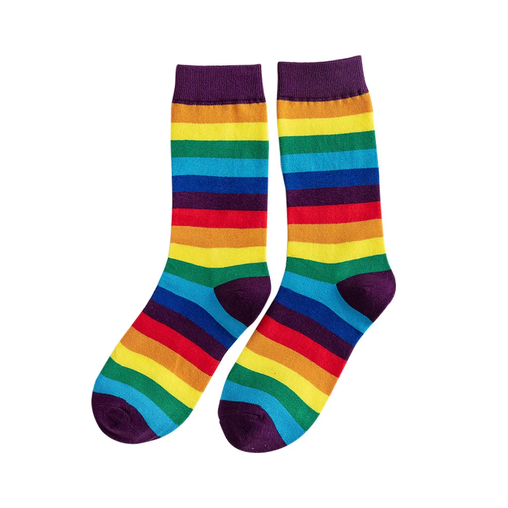 Unisex Cotton Socks New Rainbow Striped Pile Of Socks In The Tube Autumn Winter Fashion Casual Sports College Wind Pile Socks DH