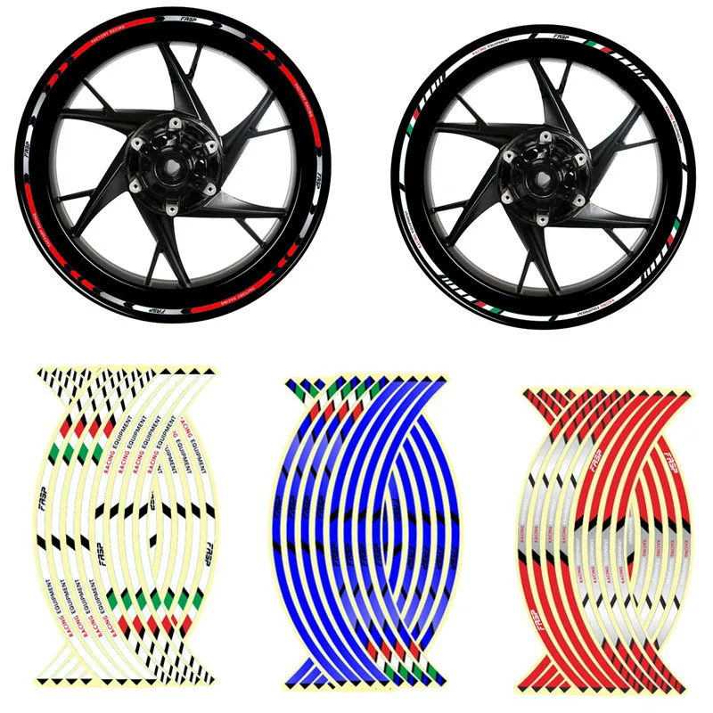 Motorcycle Car Wheel Rim 16 Reflective Strips 18" Stripe Tape Decal Stickers New 