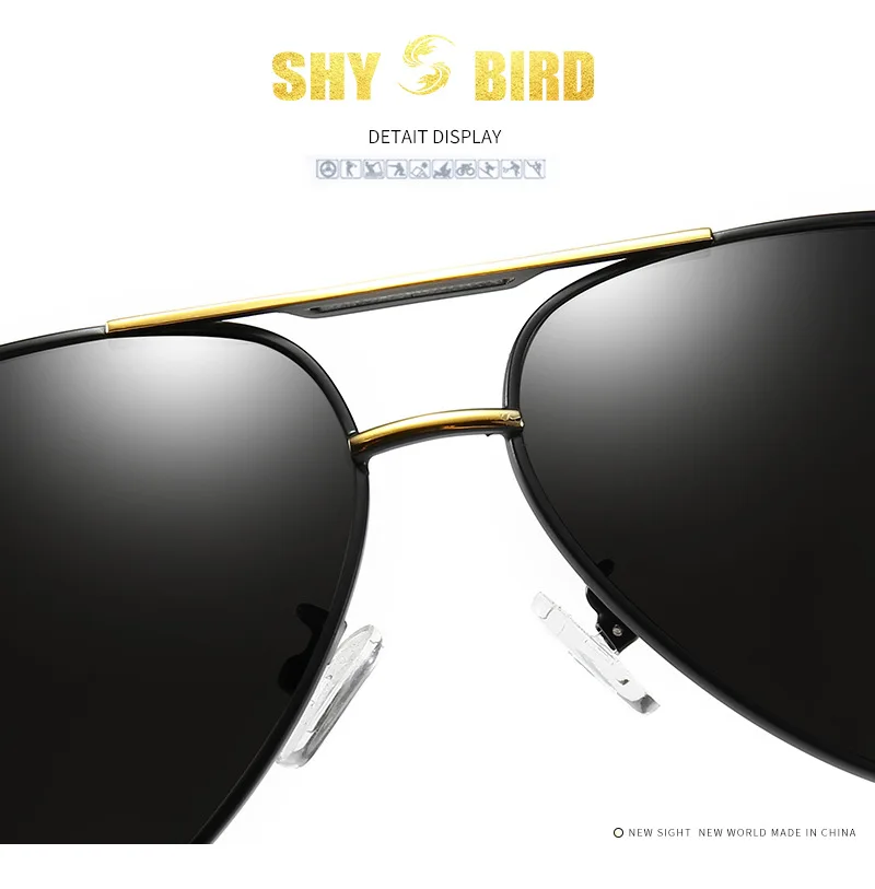 SHYBIRD HD Polarized Sunglasses Men Retro Glasses Pilots Driving Sunglasses Fishing Travel Women Brand Designers Gafas de hombre