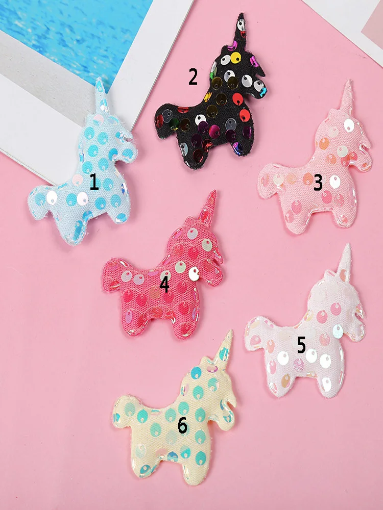 

50Pcs 6cm shiny unicorn Appliques for Craft Clothes Stickers Supplies DIY Hair Clips ornament