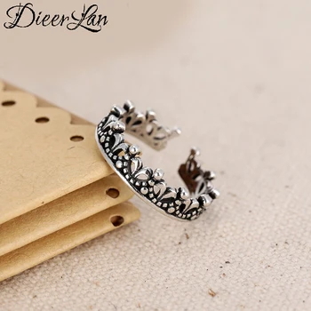 

Personality Exaggerated 925 Sterling Silver Crown Rings For Women Engagement Jewelry Girls Open Finger Rings