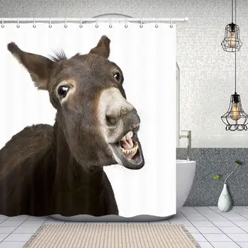 

Animal Lover Cute Funny Donkey Shower Curtain in Bath Polyester Fabric Bathroom Fantastic Decorations Hipster Wild Animals Bath
