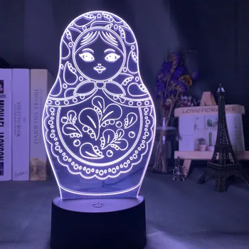 

Cute Matryoshka Doll Led Night Light for Home Decoration Colorful Touch Sensor Nightlight Russian Dolls Usb Table Lamp Gift