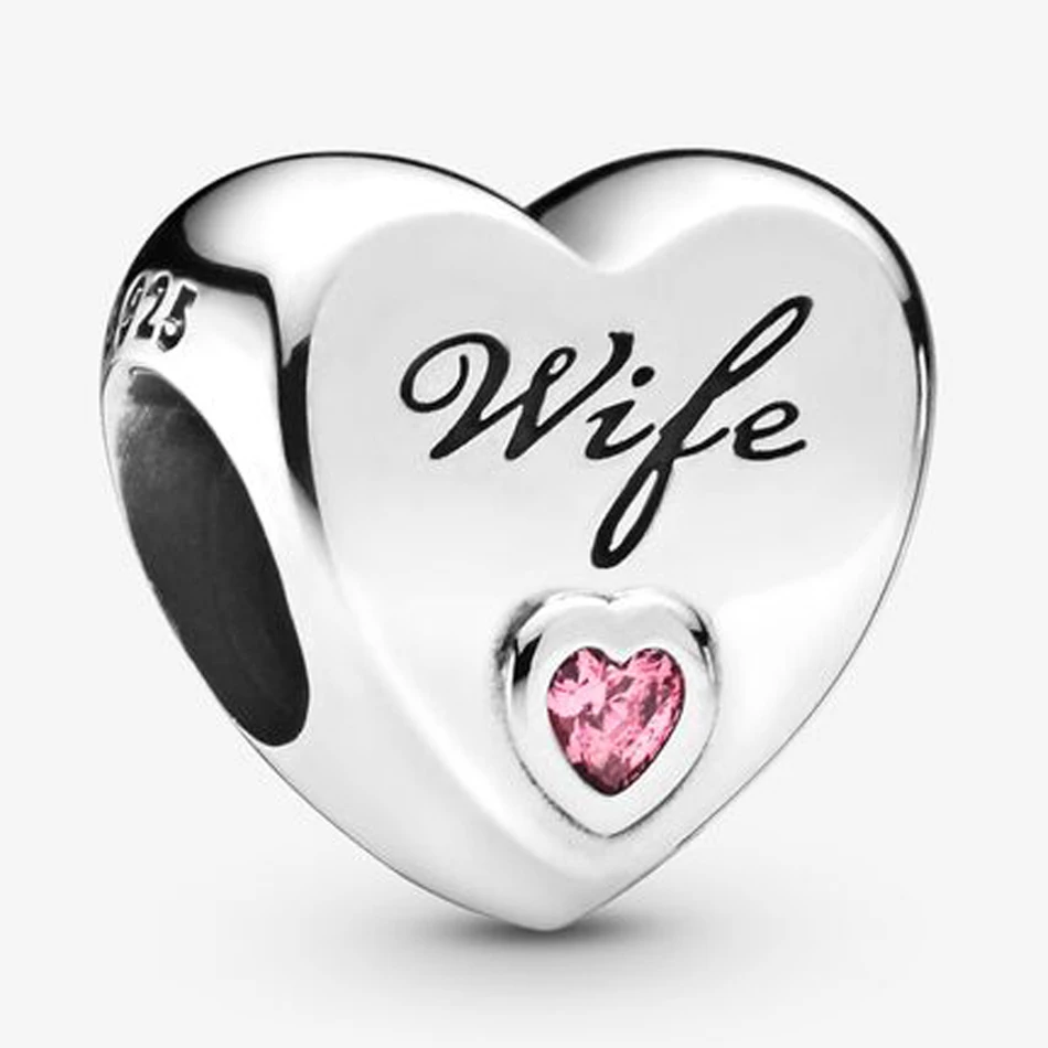 

Authentic S925 Sterling Silver Charm Wife Love Heart Charms fit Lady Bracelet Bangle DIY Jewelry