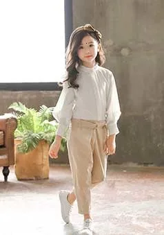 Teenage Girls Pants Woolen Trousers Children Pants Autumn Winter School Kids Clothing Casual Pocket Pant For Teen Girl Khaki