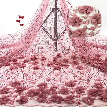 

African Lace Fabric 2019 African Guipure Cord Lace High Quality Embroidery Sequins Lace Fabric For Wedding