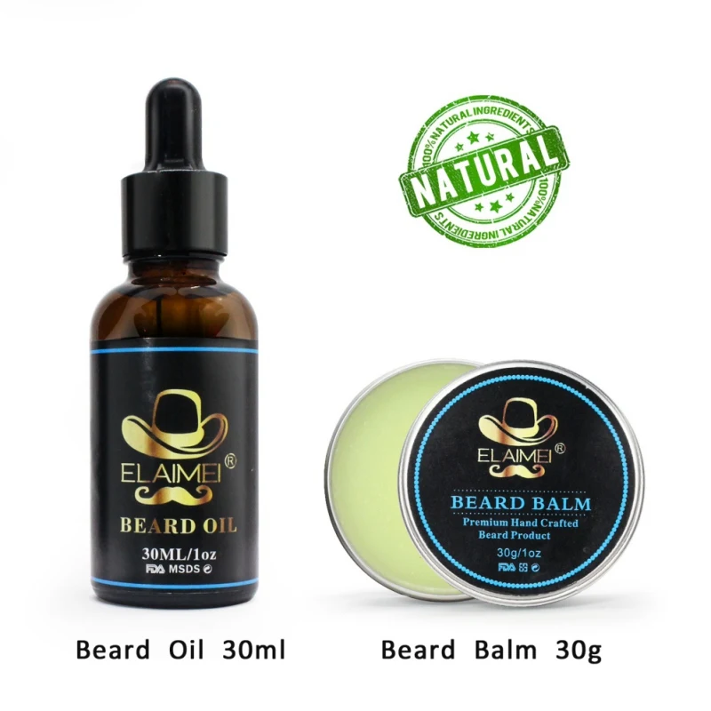 Kits de Cuidados com a Barba dos Homens Barba Cera Óleo Pente Escova Tesoura Ferramentas Estilo 6 Pçs - Set 8 6 pçs set kits de cuidados com